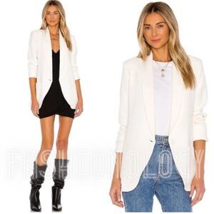 Amanda Uprichard Shawl Collar Tuxedo Blazer Single Button Ivory Casual sz Small